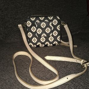Fossil Black and Cream Patterned Mini Crossbody Bag